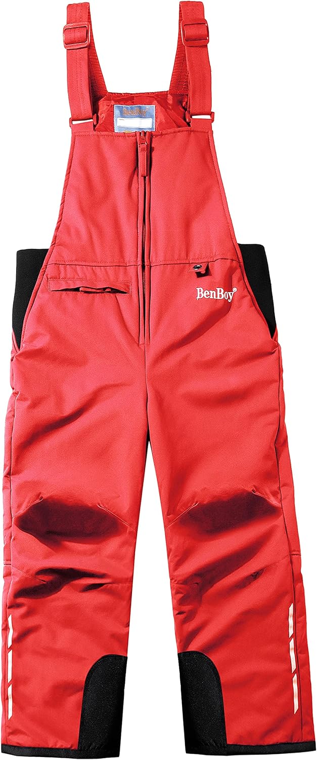 BenBoy Kids Snow Ski Bib Pants Winter Waterproof Windproof Ripstop Warm Insulated Snowboard Overalls Boys