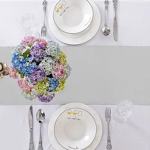 Miniatura 2 de Paquete de 5 caminos de mesa de satén de 12 x 108 pulgadas de largo, camino de mesa plateado de seda satinada para boda, cumpleaños, recepción,