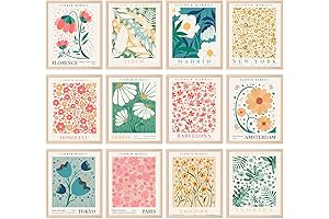 Artful Botanical Blooms: 12Pcs Flower Market Poster Set