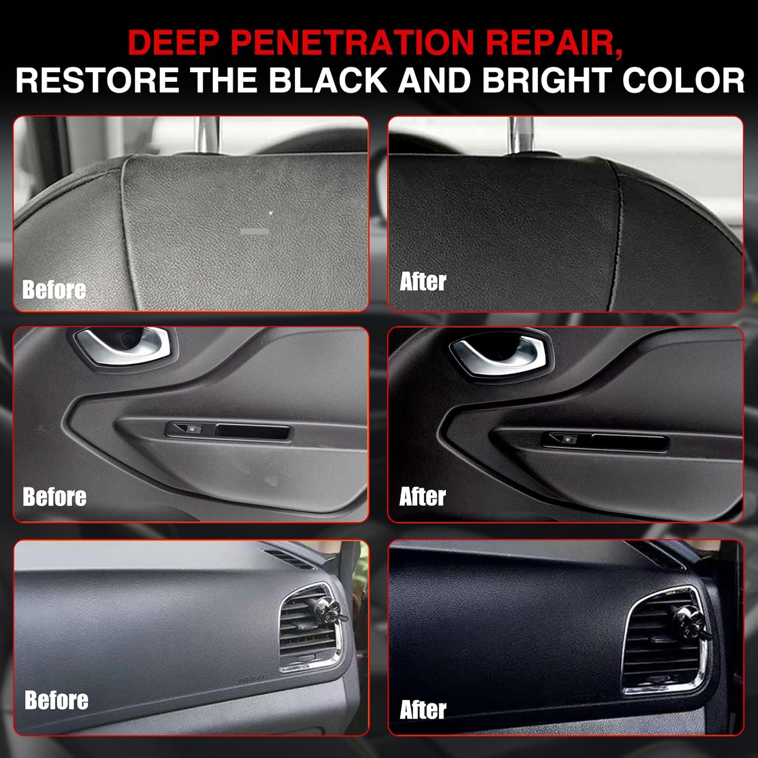 JAOJAO Plastic Restorer Black Trim Restorer Plastic Restore for Cars with Gloves Sponge Faded Black Plastics Car Trim to Like New Finish Long-Lasting Shine Car Restoration, 5.3Oz - Image 6