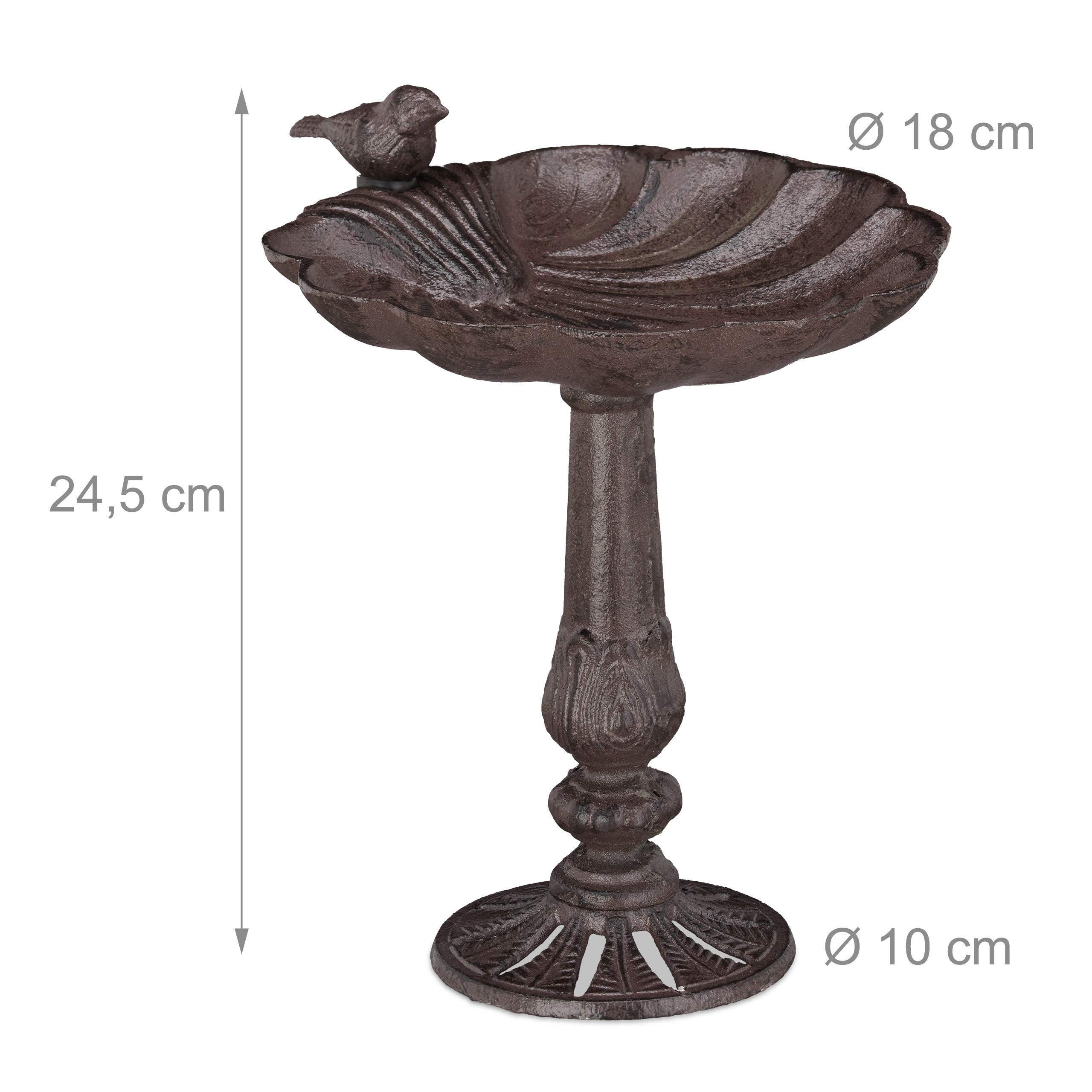 Abbeveratoio Per Uccelli Da Giardino - In Ghisa Bianca Con Decorazioni Floreali (74,5 Cm) - Foto 8