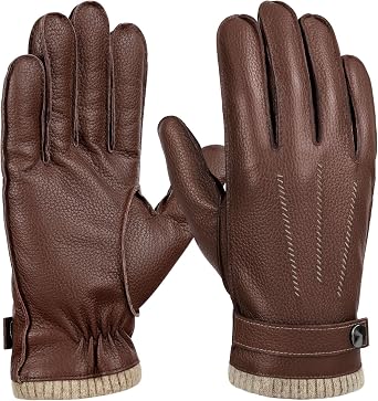 GSG leather gloves for men Sheepskin Classic Driving Gloves Winter Touchscreen Wool Lined Warm Gloves