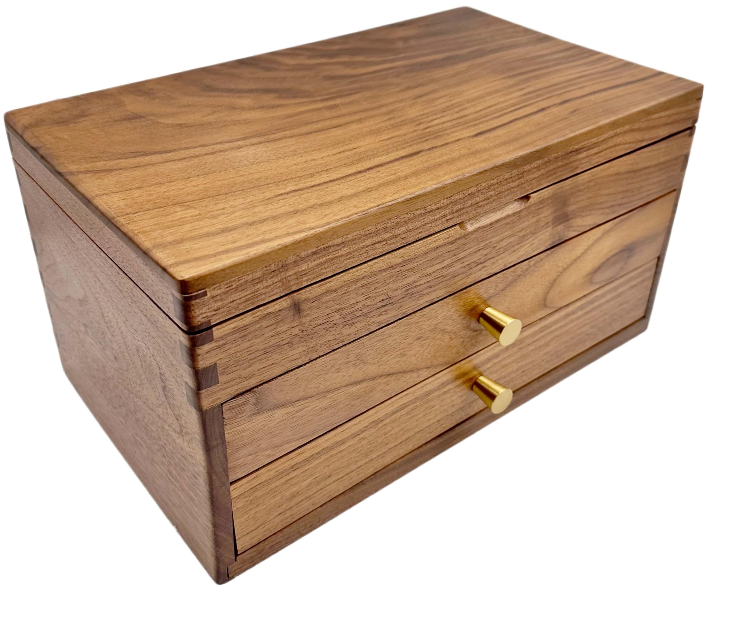 Black Walnut Wooden Jewelry Box - 3 Layer Large Jewelry Organizer with Velvet Lining Handcrafted Wood Storage Case