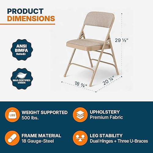 Miniatura 3 de OEF Furnishings Serie OEF2300 - Sillas plegables de doble bisagra con triple apoyo, tapizado de tela de alta calidad y servicio pesado (paquete de