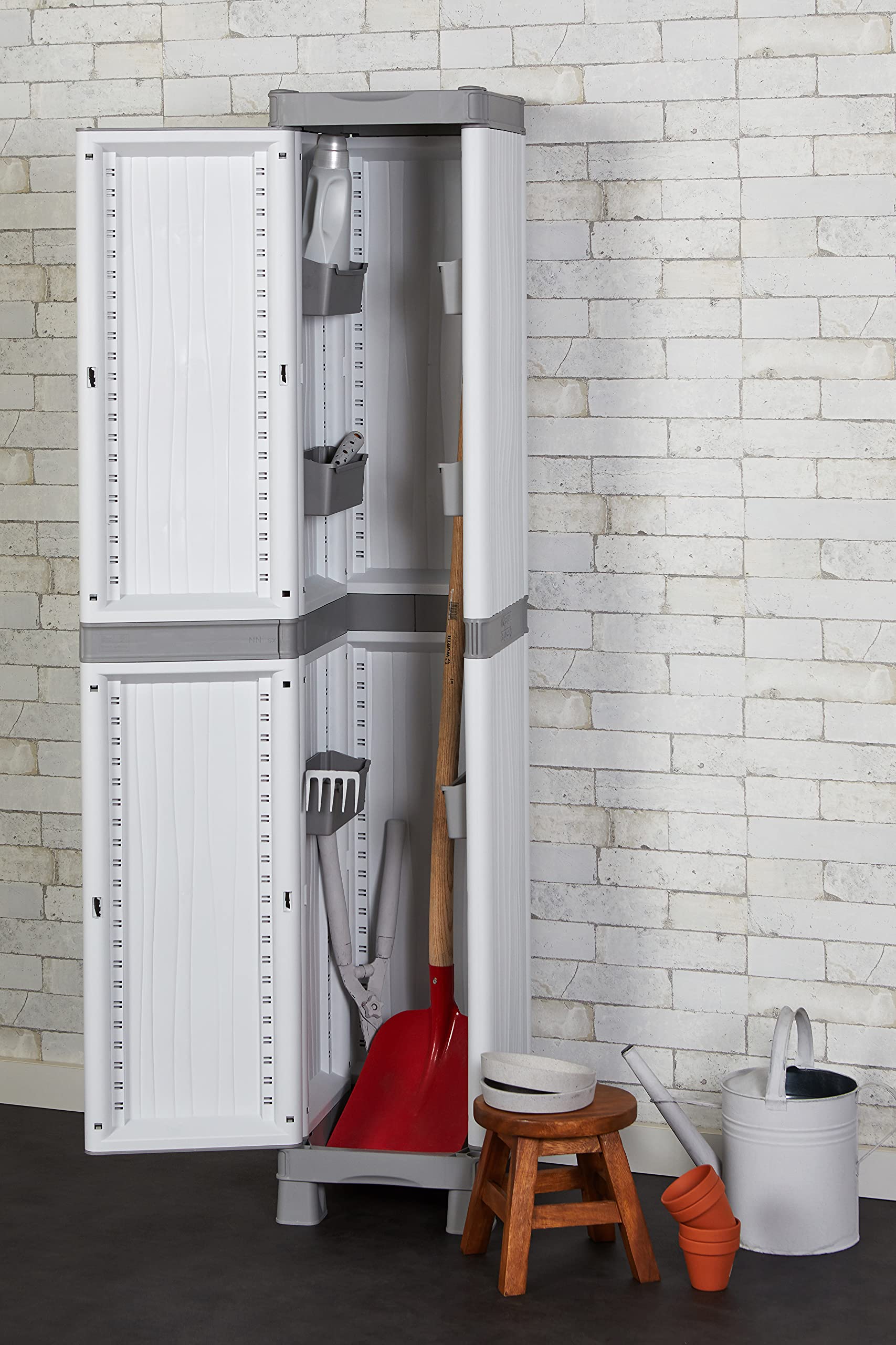 Image secondaire de Terry - Base 2350 Uw, Armoire Modulaire à 1 Porte, Armoire à Balais, 6 Plateaux de Rangement, pour Intérieur et Extérieur Couver