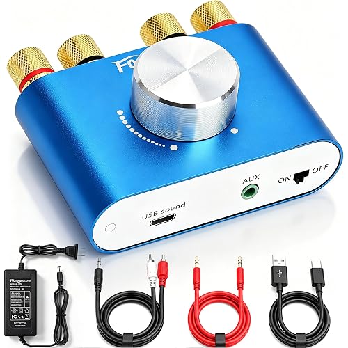 Facmogu F900S 160W Mini Bluetooth 5.0 Power Amplifier, 2 Channel 80Wx2 Stereo Hi-Fi Digital Amp, Portable Wireless Audio Receiver Sound Speaker Amplifer, AUX/USB/Bluetooth Input & 12V Power Supply