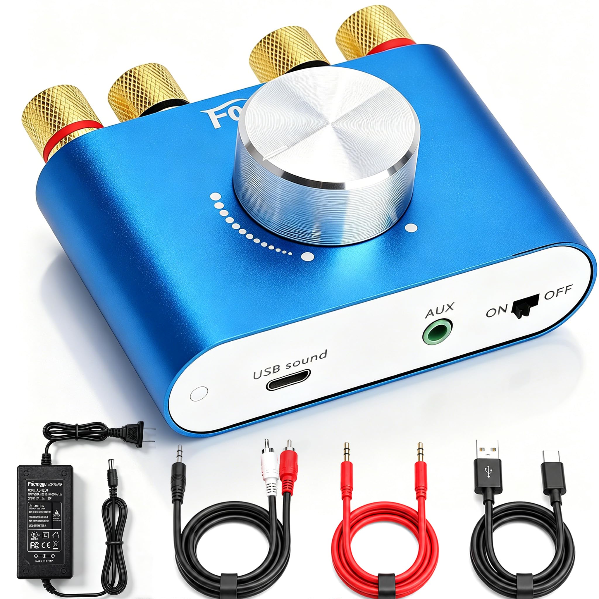 Facmogu F900 100W 2 Channel Ampere Bluetooth with DC 12V 5A Power Supply Adapter and 50W Mini Wireless Audio Amplifier