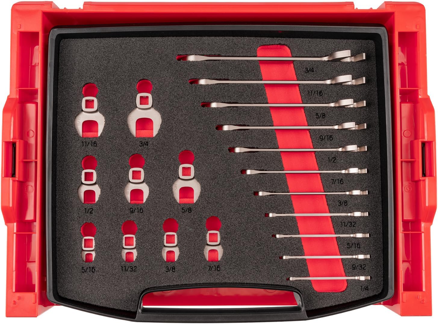 TEKTON Angle Head and Crowfoot Wrench Set with Open Top Drawer and Rack, 20-Piece (1/4-3/4 in.) | OLB94206