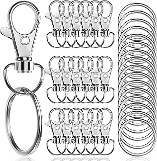 100PCS Premium Swivel Snap Hooks with Key Rings,Metal Lanyard Keychain Hooks Lobster Clasps for Key Jewelry DIY Crafts 1.25inches/32mm(50 Pcs Lanyard Snap Hooks+50 Pcs Key Rings)