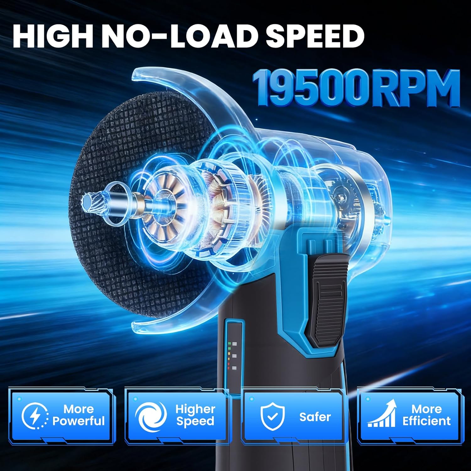 Cordless Brush Angle Grinder Kit,19500rpm Mini Electric Angle Grinding Tool, 550W Grinder Handheld Cutter for Cutting with 2 pcs 12V 1500mAh Batteries, for Metal/Wood Cutting and Grinding