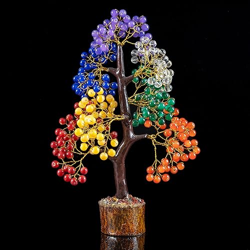 Miniatura 5 de Árbol de la vida de los siete chakras, árbol de piedras preciosas, árbol de cuentas redondas artificiales, decoración de Feng Shui, árbol de la vida