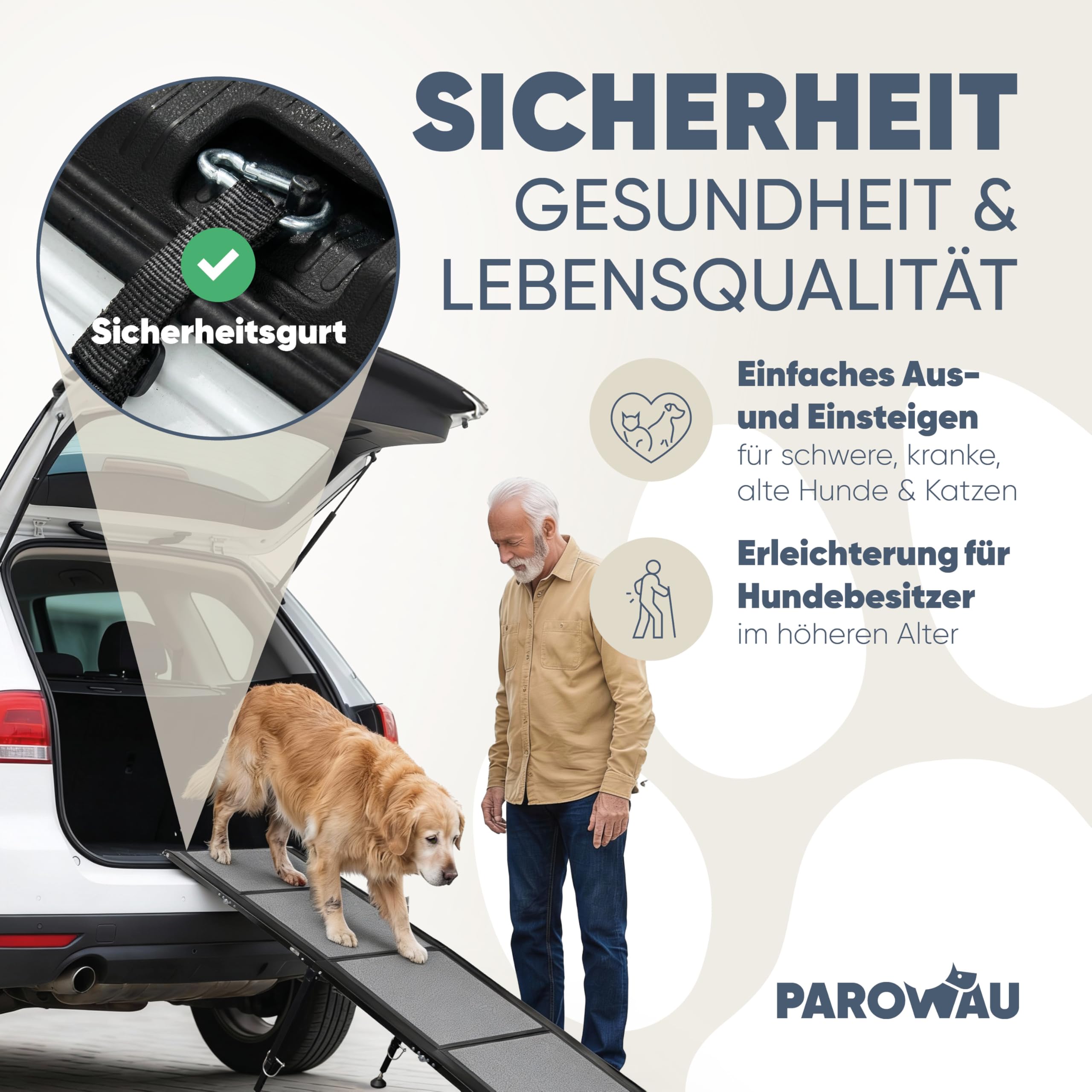 Rampa per cani per auto, pieghevole, 120 kg, extra stabile, con base aggiuntiva, 170 x 44 cm, per auto e SUV