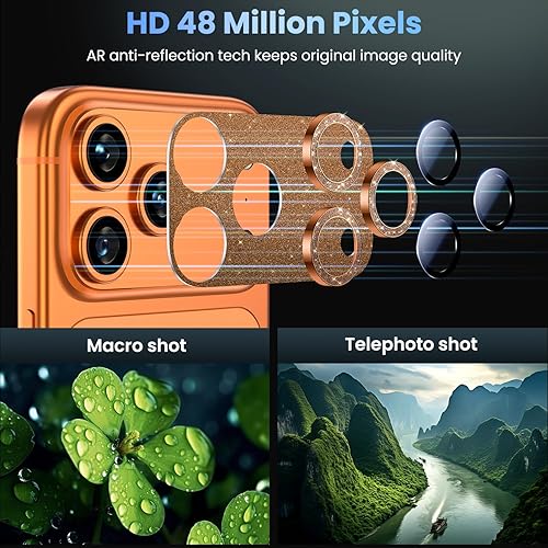 Vista 24 de Uyiton - Protector de lente de cámara de iPhone 13 Pro y 13 Pro Max, fuerte absorción, protección anticaídas, cubierta de cámara trasera, vidrio