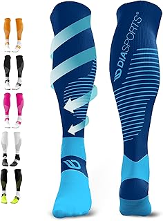 Diasports RUNSTARS Kompressionssocken für Sport, Laufen, Marathon und Triathlon I Premium Laufsocken mit gleichmäßiger Kompression und verstärkter Ferse I Kompressionsstrümpfe Herren & Damen
