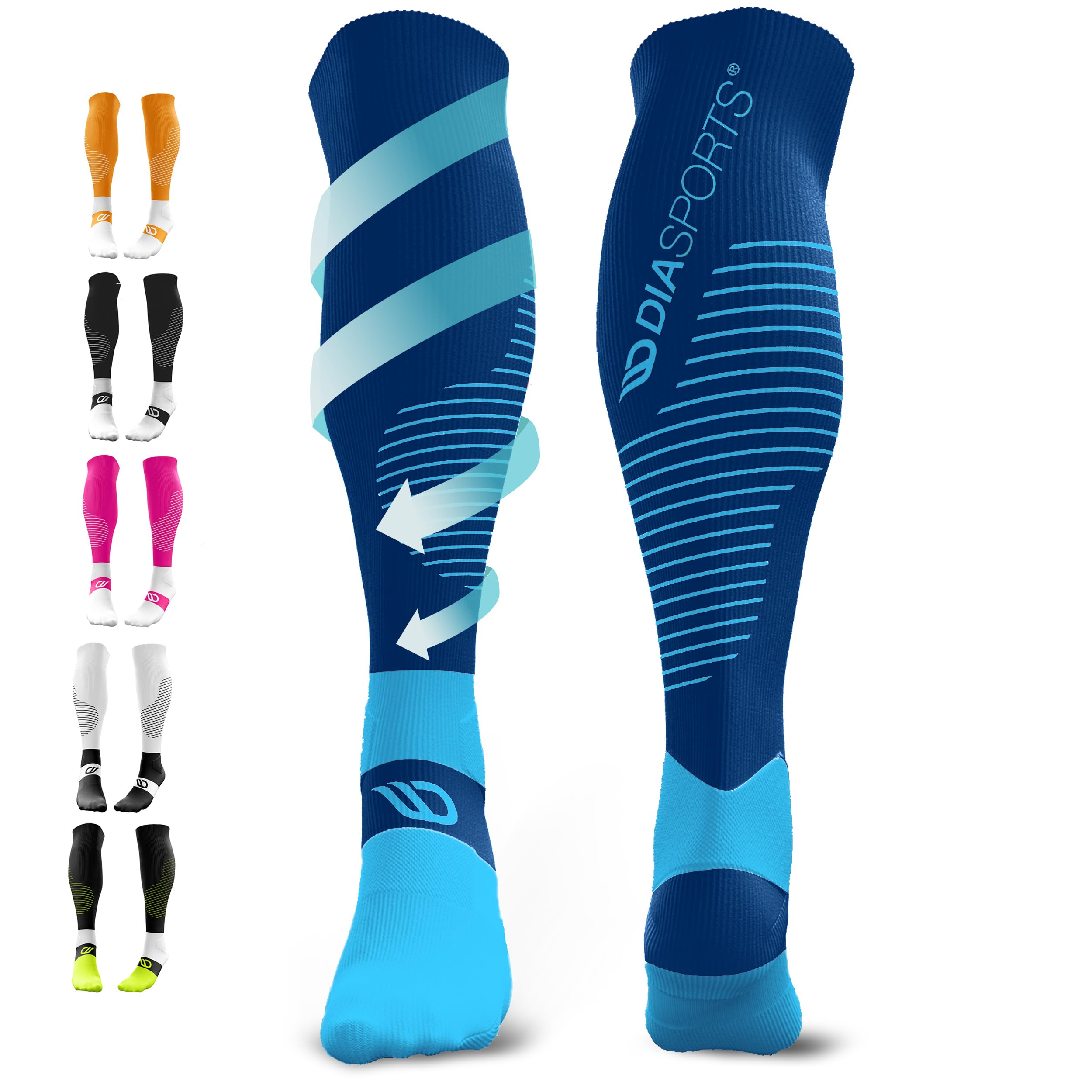 RUNSTARS Kompressionssocken für Sport, Laufen, Marathon und Triathlon I Premium Laufsocken mit gleichmäßiger Kompression und verstärkter Ferse I Kompressionsstrümpfe Herren & Damen