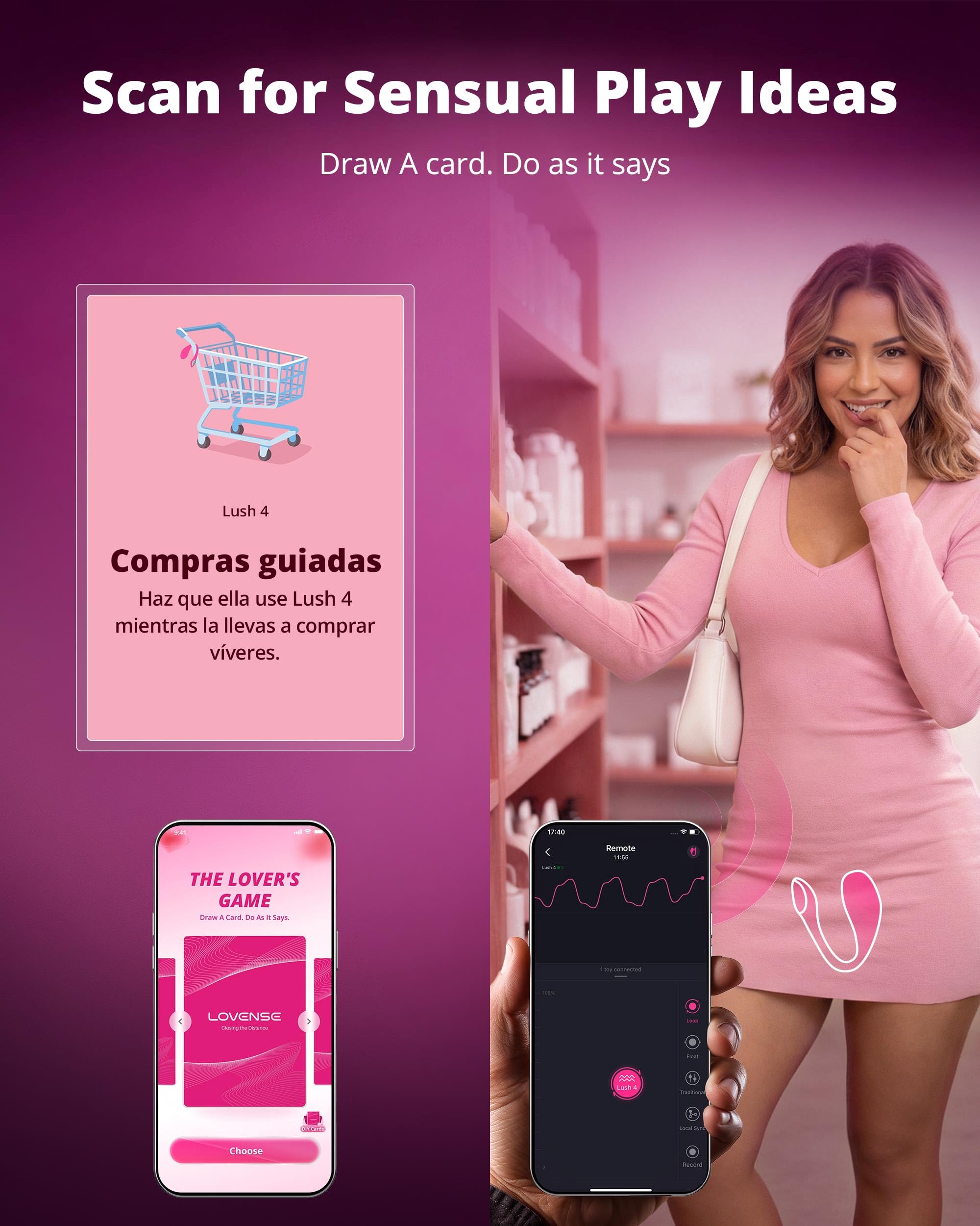 LOVENSE Lover Set Juguetes Sexuales para Parejas, Kit Vibrador App – Lush 4 Vibrador de Punto G Wearable, Gush 2 Masturbador Masculino y Accesorios, Set BDSM, Regalo para hombres, mujeres y parejas