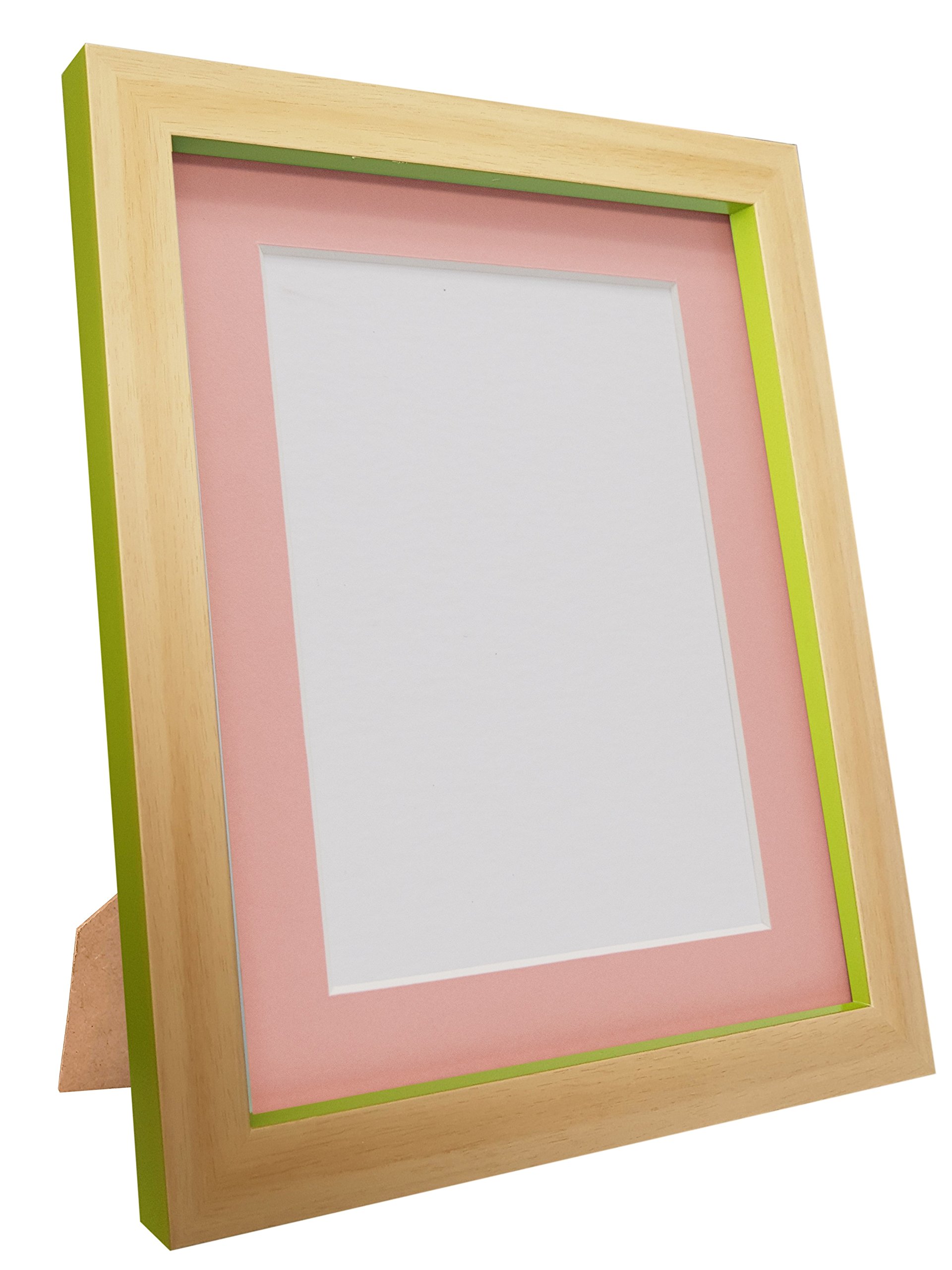 Magnus Beech Picture Photo and Poster Frame, Green with Pink Mount, 20 x 16 Inch Image Size A3, Plastic Glass — image 1