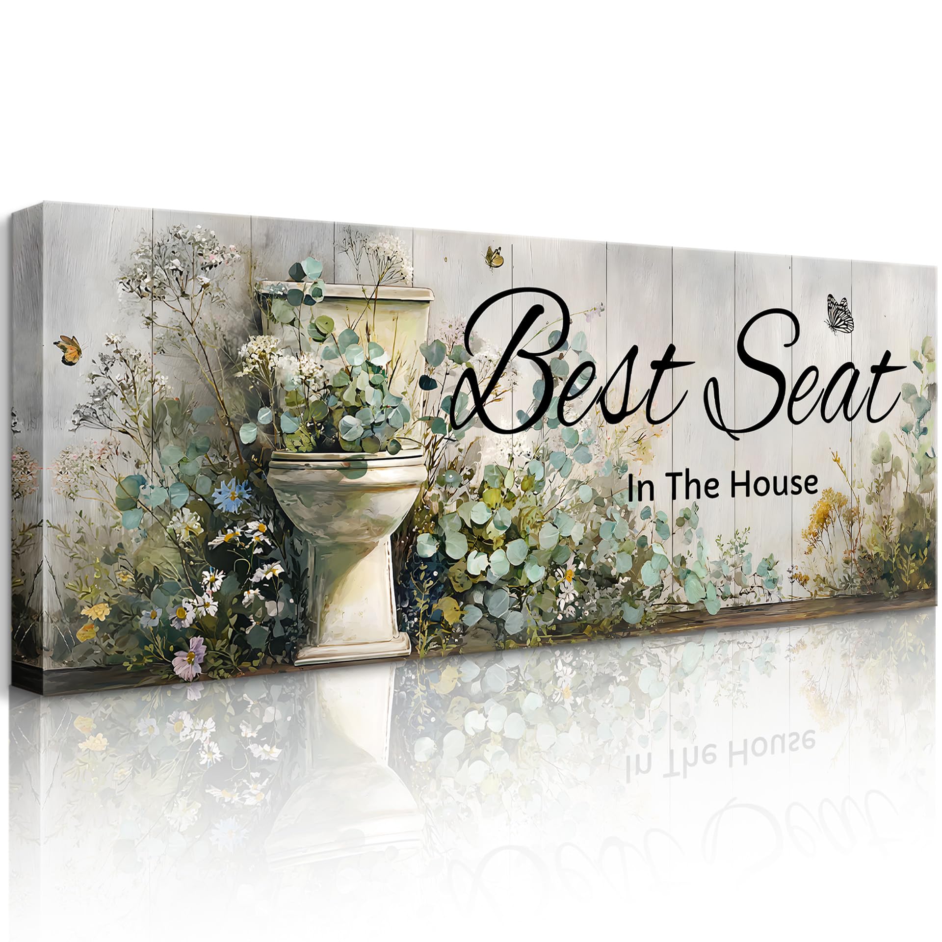 Funny Bathroom Floral Wall Art Farmhouse Rustic