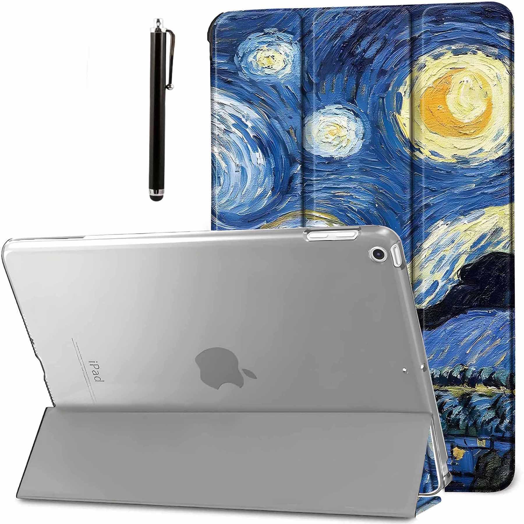 ProElite Smart Trifold Hard Back Flip Stand Case Cover for Apple iPad 9.7 inch 2018/2017 Air 1 Air 2 5th 6th Generation with Stylus Pen- Starry Night-image-8