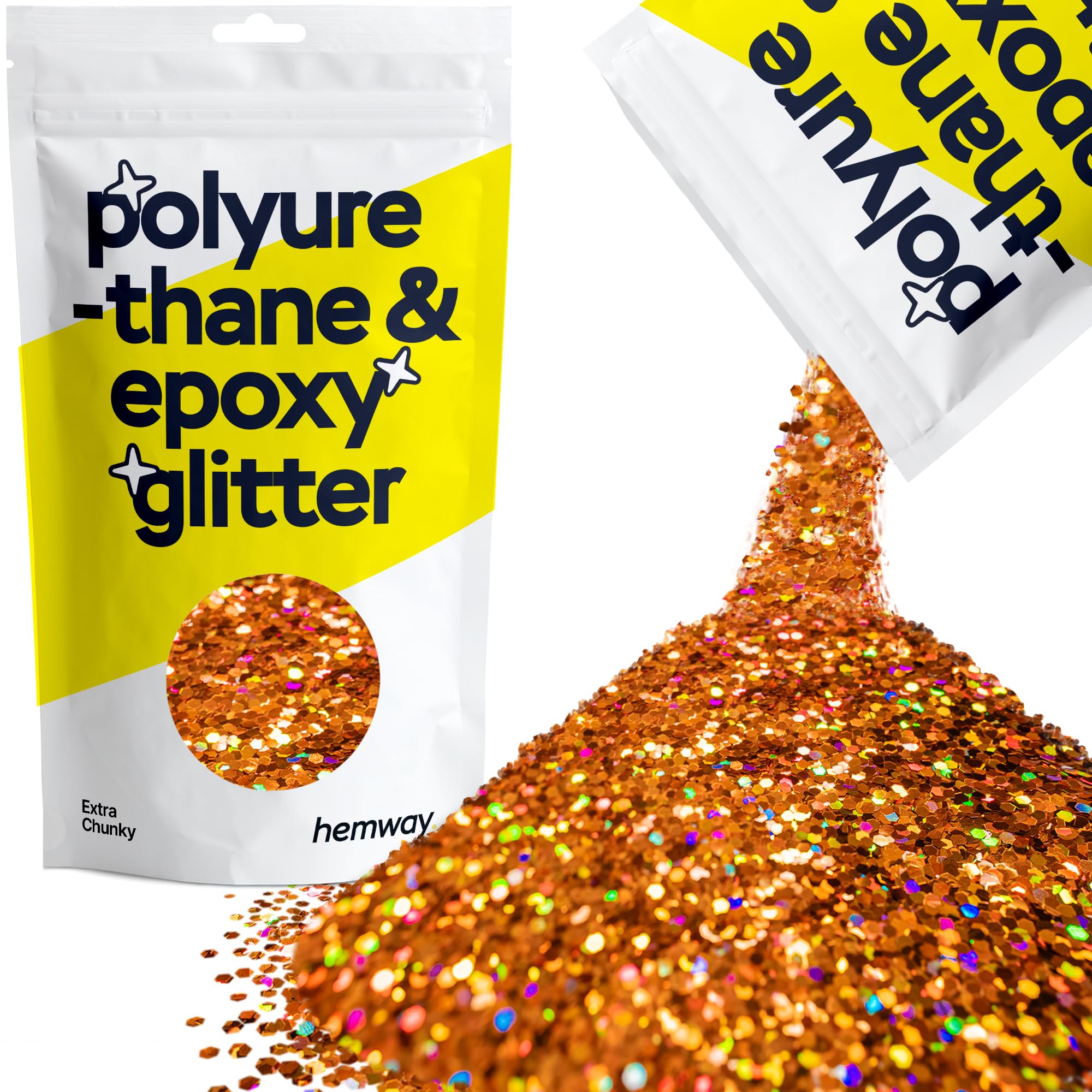 Hemway Resin Glitter Bronze Brown 100g Super Chunky | Polyurethane & Epoxy Glitter for Resin Crafts, Tumblers, Coasters, Floor & Table Art — view 280