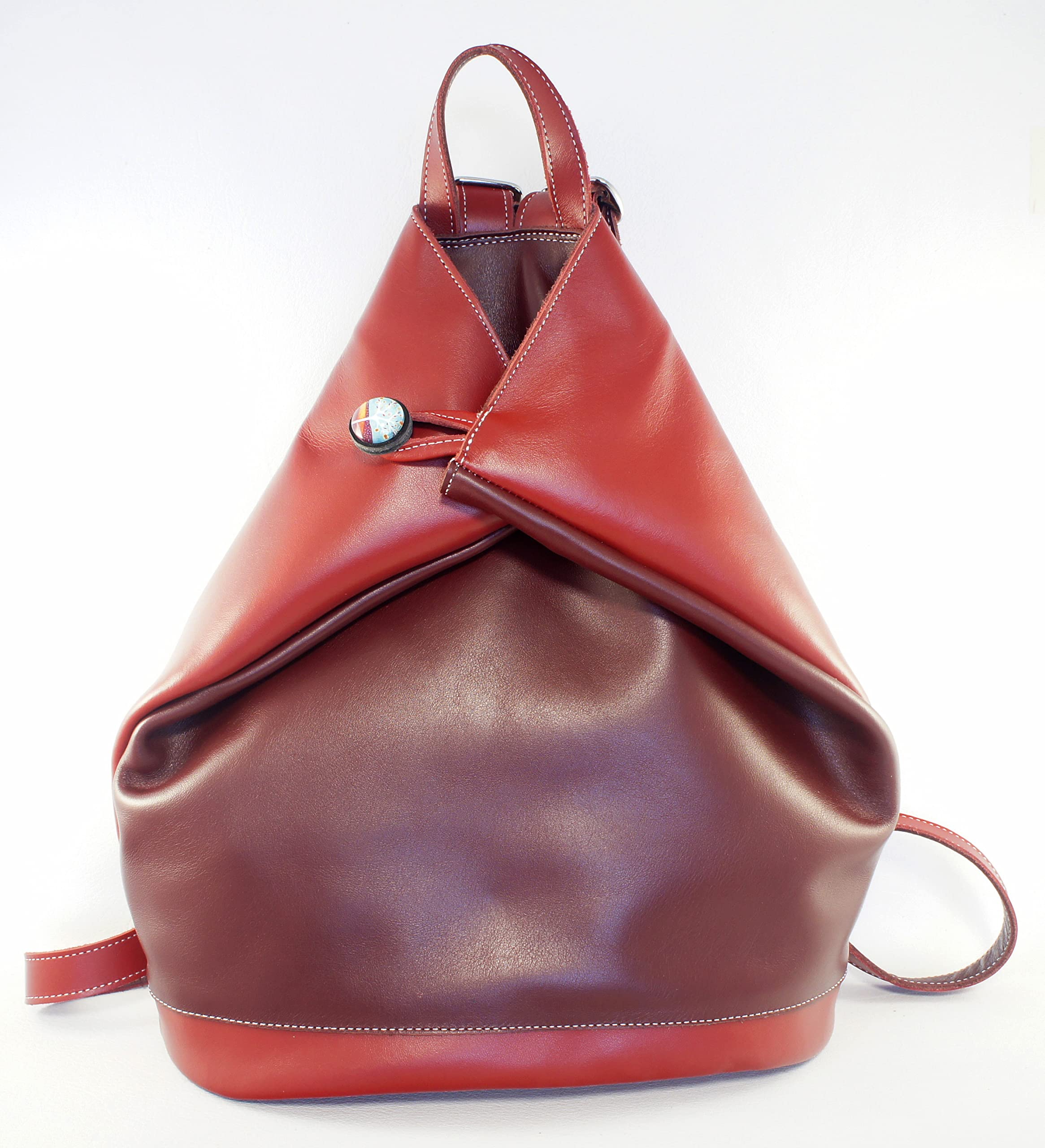 Mochila bolso antirrobo de piel granate