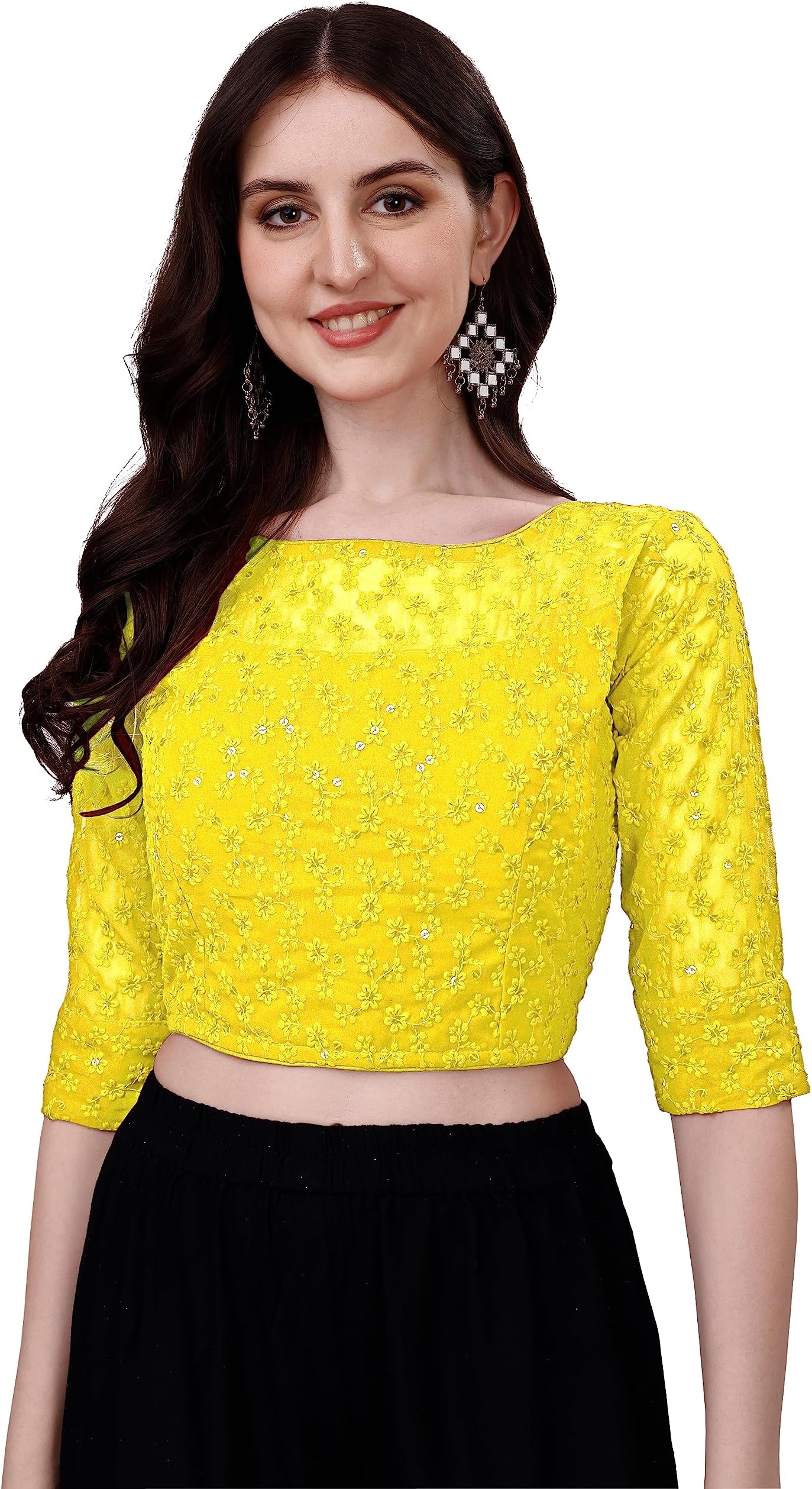 Womens Readymade Fancy Sifli Work Half Sleeve Saree Blouse.