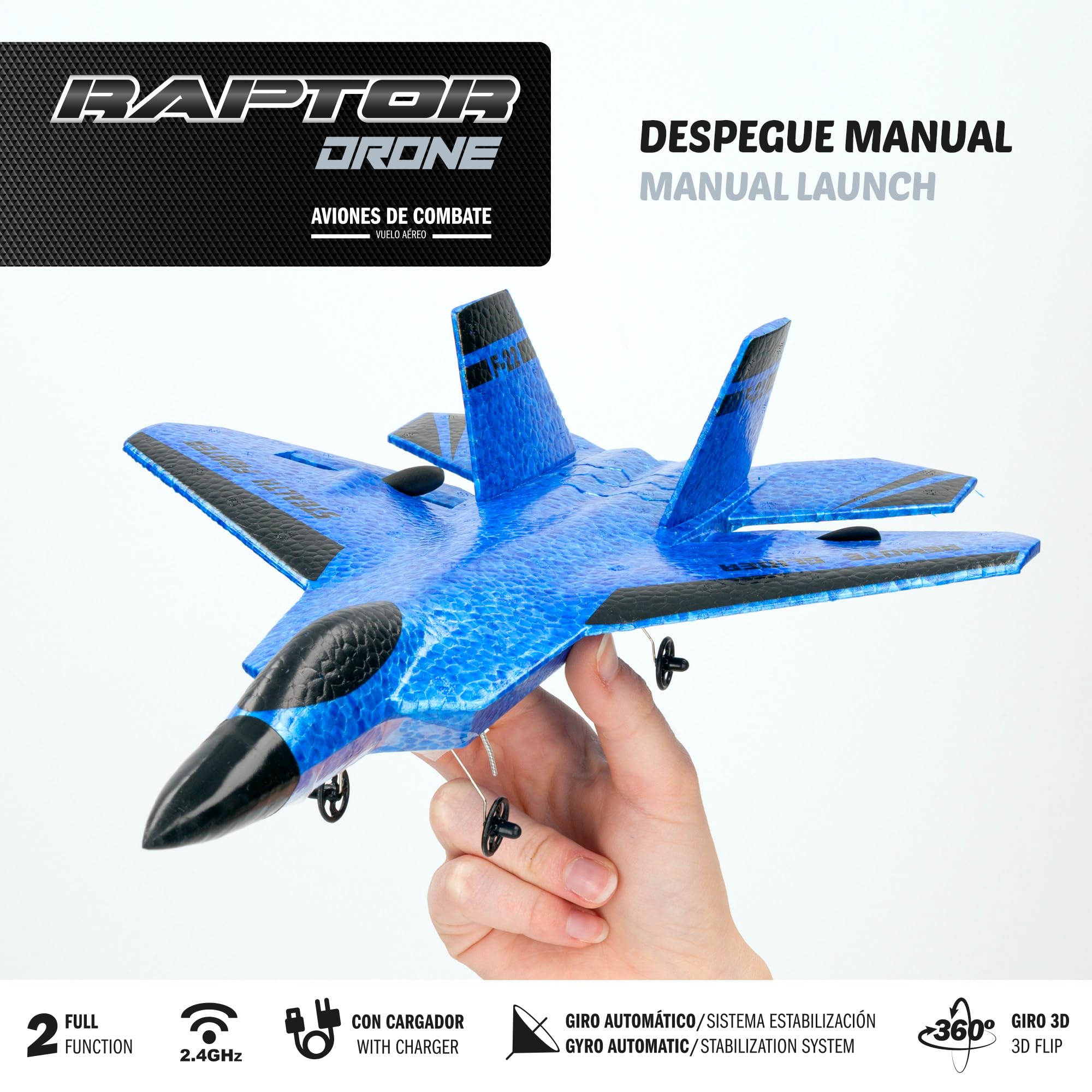 COLORBABY Speed & Go Avión teledirigido de Combate, 25x33x9 cm, Mando Control Remoto, Frecuencia 2.4 GHz, Giros 360º, Alcance 120 m, USB, Juguetes radiocontrol, Juguetes para niños, +3 años (47642)