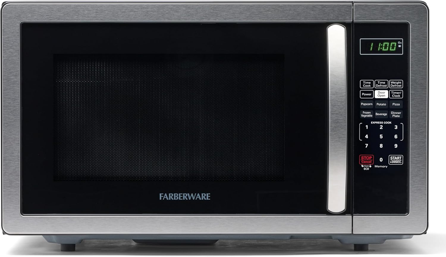 Farberware Horno microondas de encimera de 1.1 pies cúbicos – 1000 vatios de potencia, configuración de cocción automática, descongelación, fácil