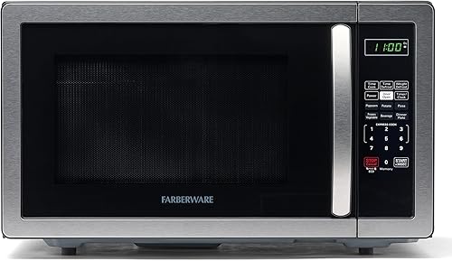 Farberware Horno microondas de encimera de 1.1 pies cúbicos - 1000 vatios de potencia, configuración de cocción automática, descongelación, fácil