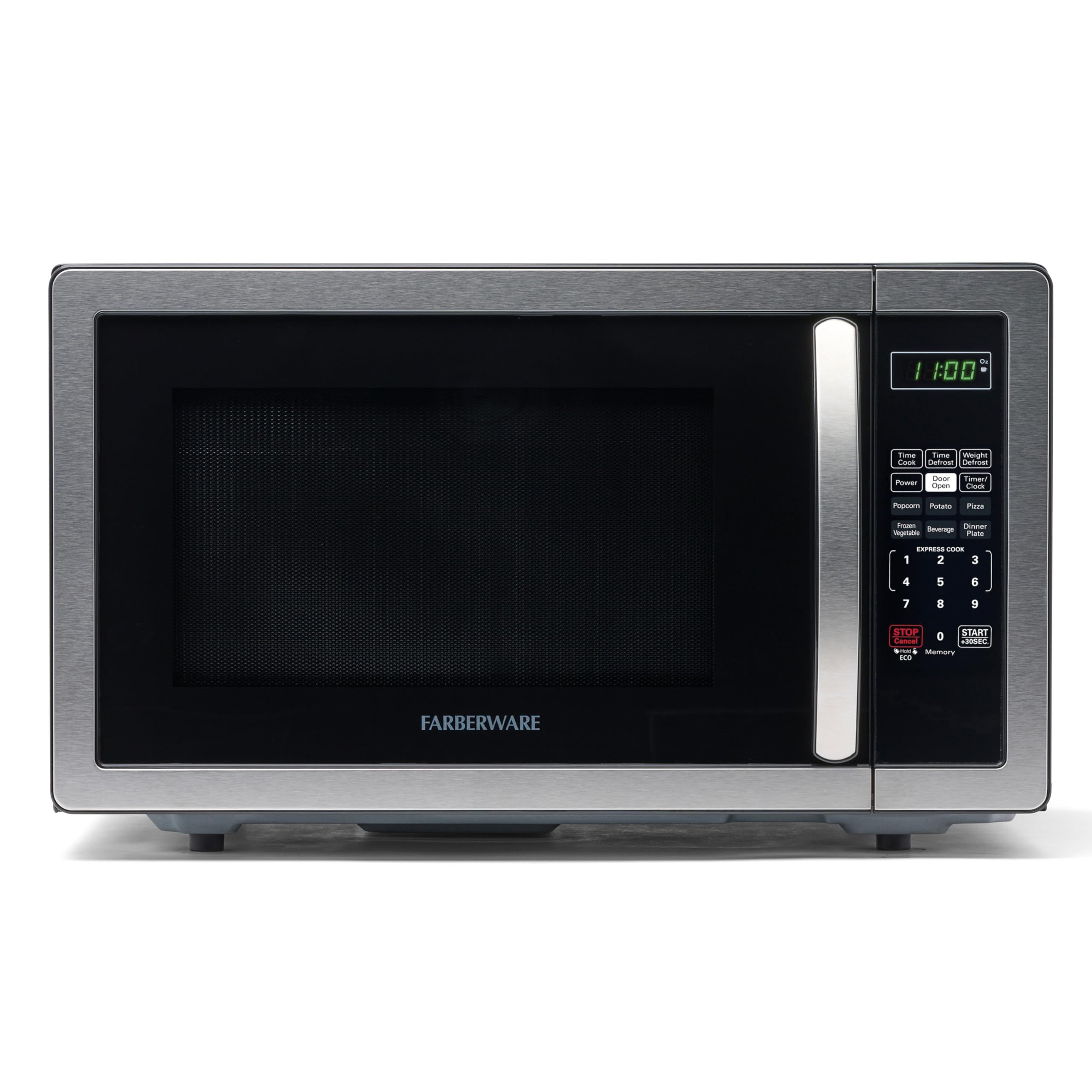 Farberware Countertop Microwave 1000 Watts, 1.1 cu ft - Microwave Oven With LED Lighting and Child Lock - Perfect for Apartments and Dorms - Easy Clean Stainless Steel