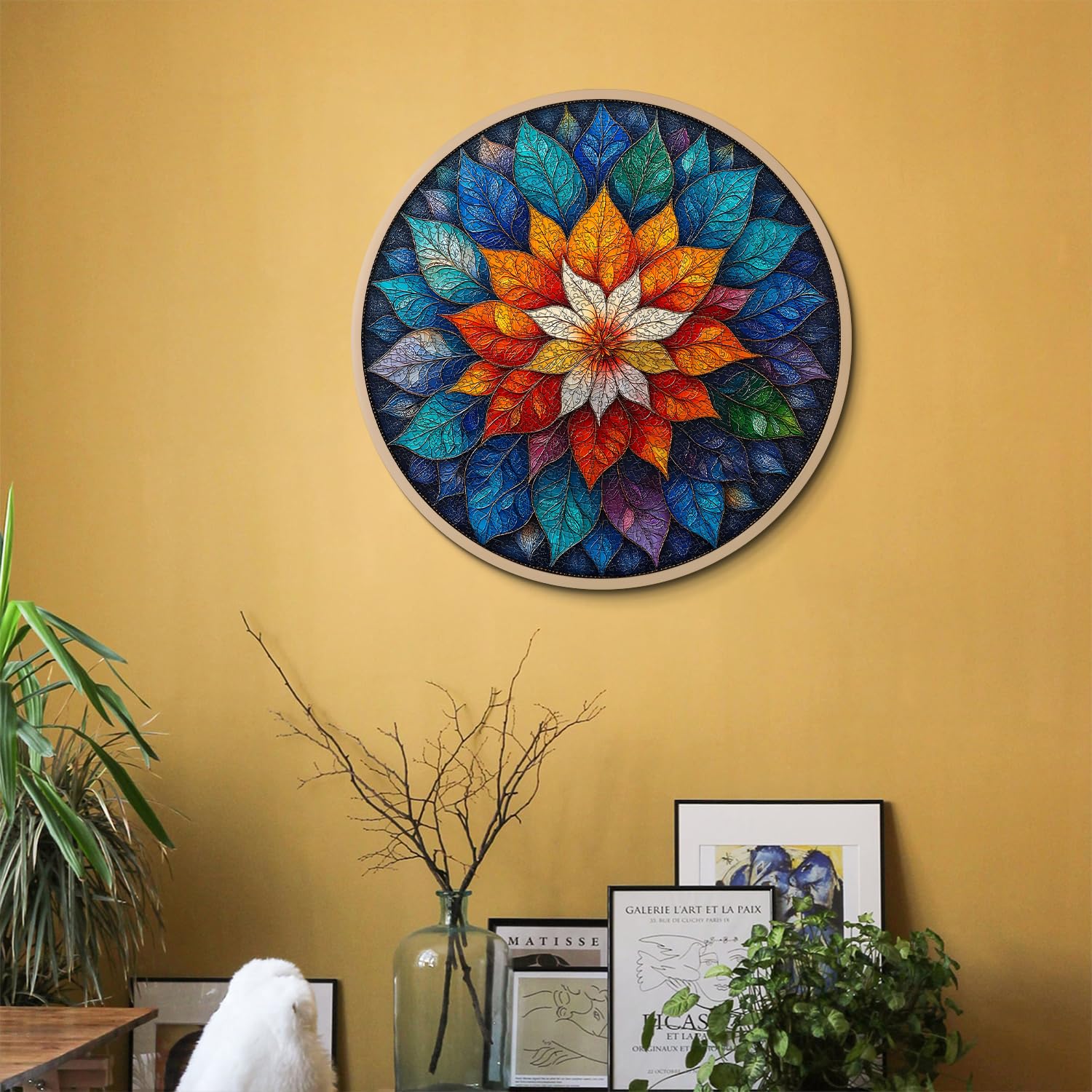 PICKFORU 1000-Piece Round Mandala Puzzle - Colorful Floral Leaf Design, Challenging Adult Jigsaw Puzzle - View #5