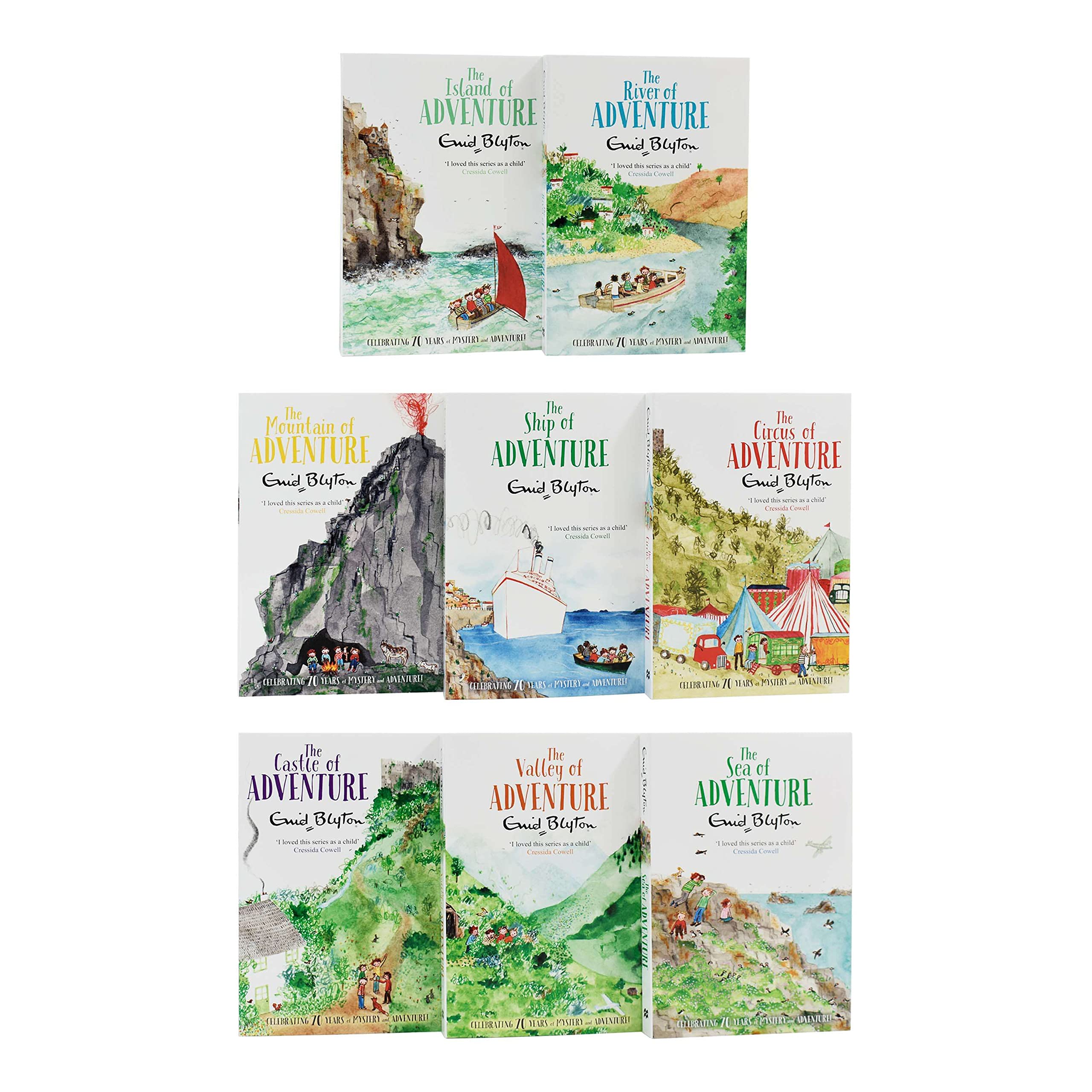 Enid Blyton Adventure Series Books 1 - 8 Collection Set (River, Circus, Ship, Mountain, Sea, Valley, Castle & Island)