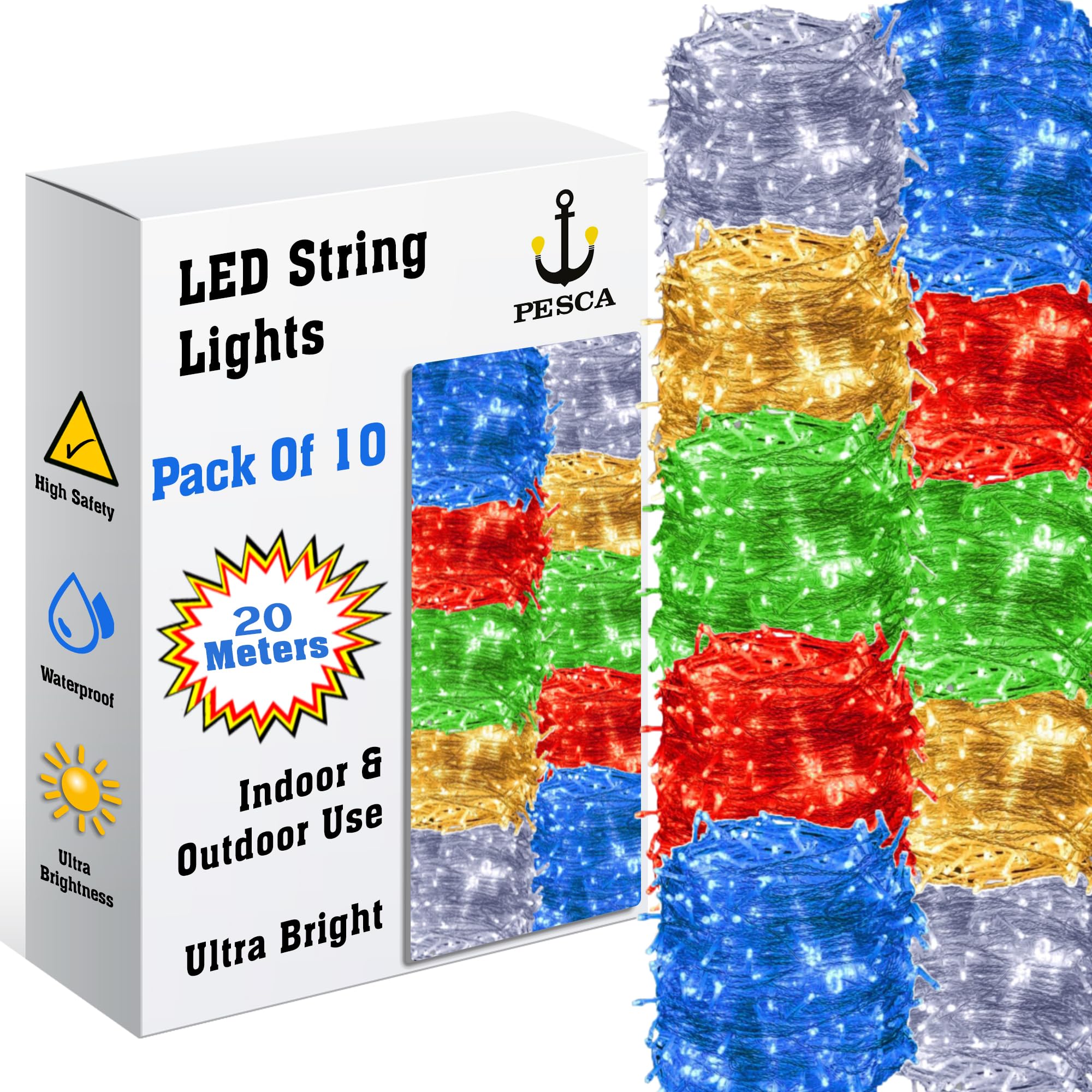 PESCA LED String Lights Serial Bulbs Ladi Decoration Lighting for Diwali Christmas (20 Meters) - Set of 10, Multicolour (B0CFHY2XKK) Amazon Price History, Amazon Price Tracker
