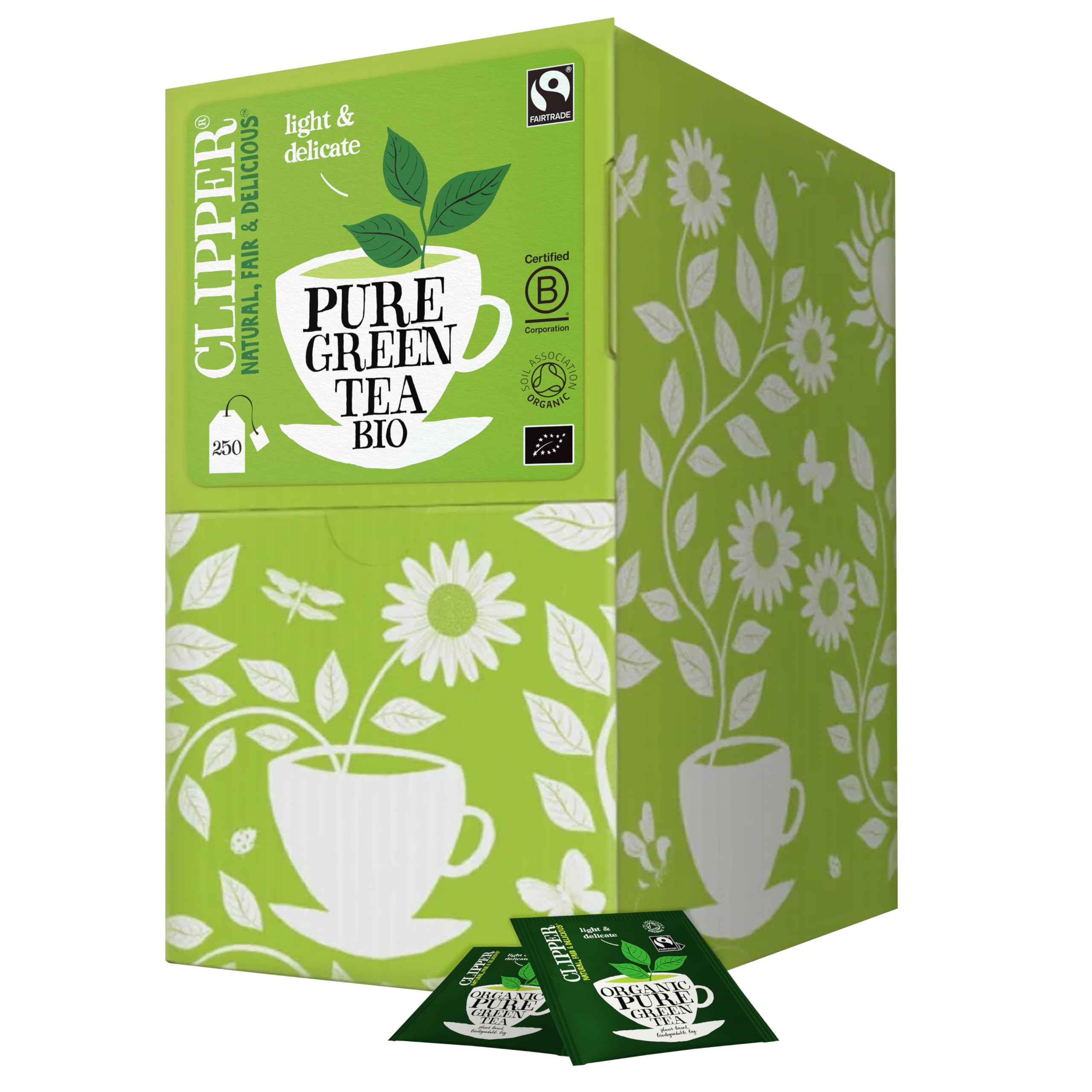 Clipper Tea Organic Pure Green Tea Bags, Great Hot or Iced, Fair Trade Tea, Natural & Biodegradable, 250 Tea Bags