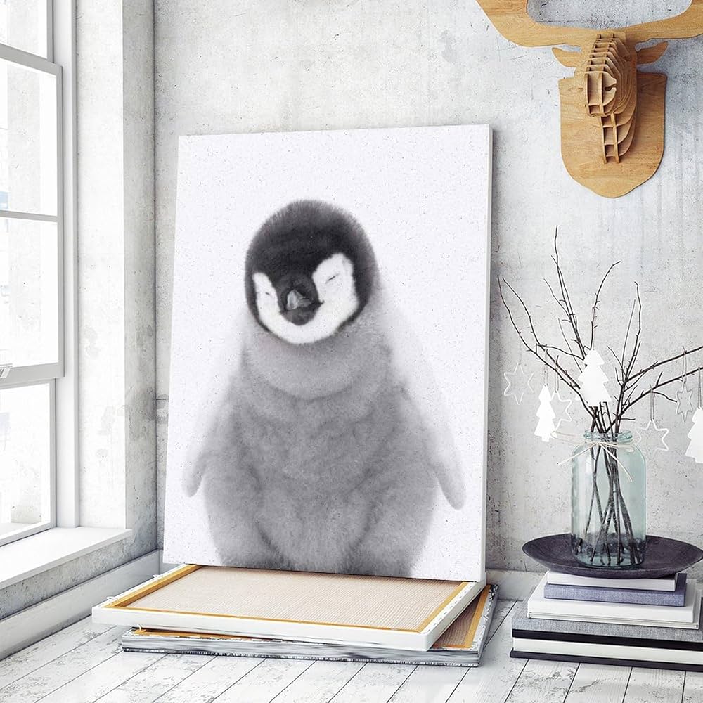 Amazon | 雪の中で昼寝する小さなペンギン 数字油絵 かわいい