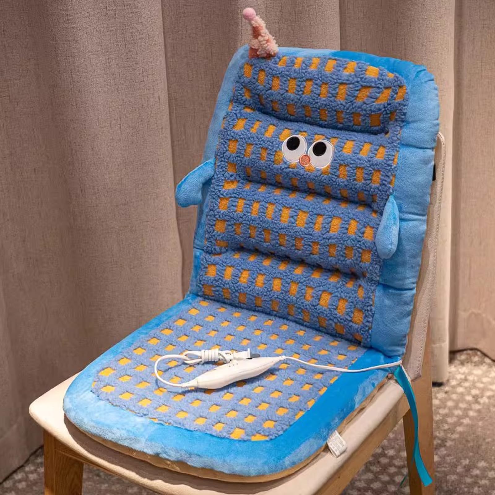 Lindo Cojines Sillas Asiento con Calefacción, Cojin Silla Oficina Engrosados, Respaldo para Sentarse de Larga Duración, Cojin Antiescaras para Silla de Oficina, Mecedora, Silla de Computadora(Blue)