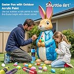 Shuttle Art Outdoor Acrylic Paint Set, 12 Colors Waterproof Paint, 8.45oz/250ml Large Bottles, Rich Pigmented Bulk Painting Supplies for Artists, Beginners on Rocks, Wood, Wall and Garden Statues