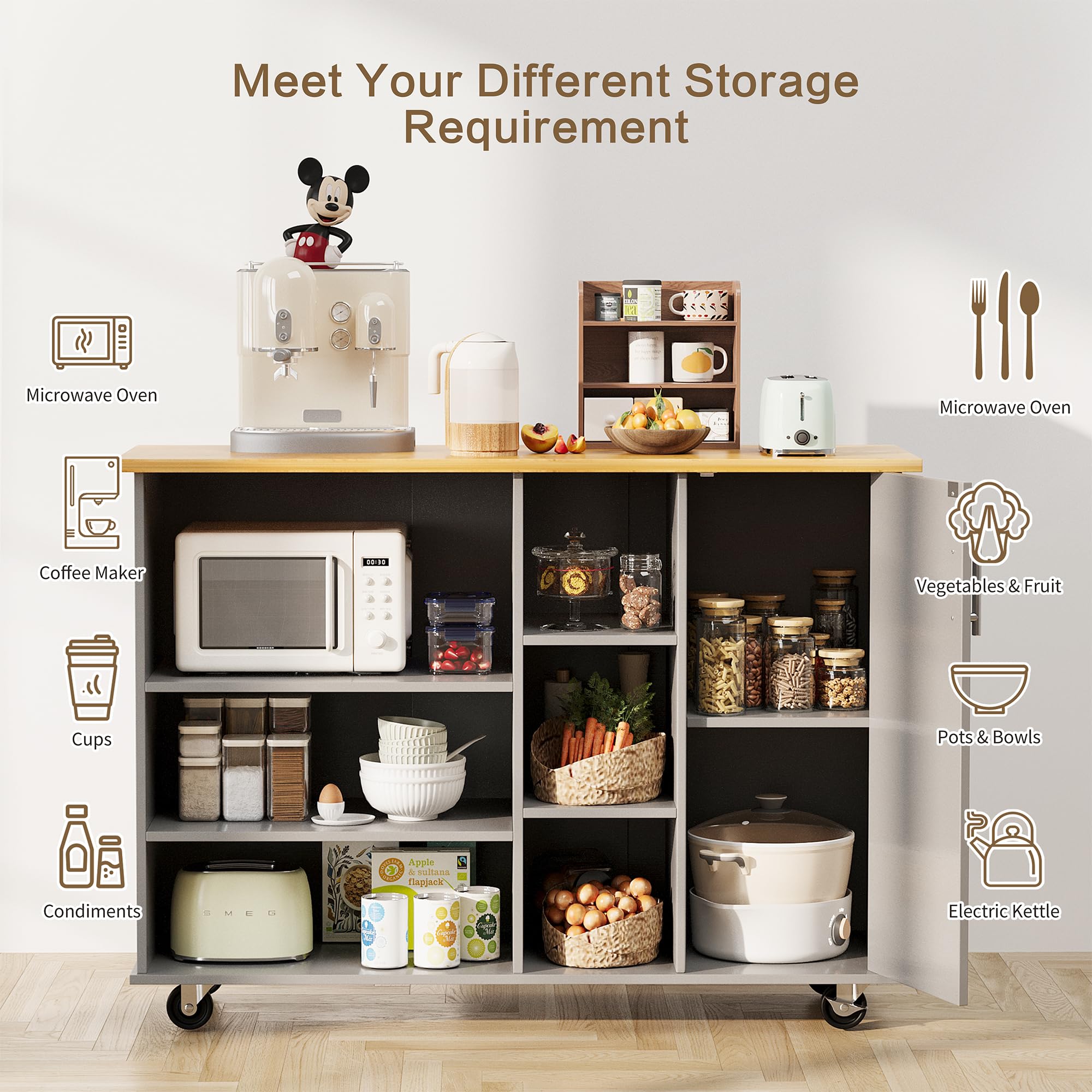 Amazon.com: SUNLEI Kitchen Island on Wheels with Storage Cabinet