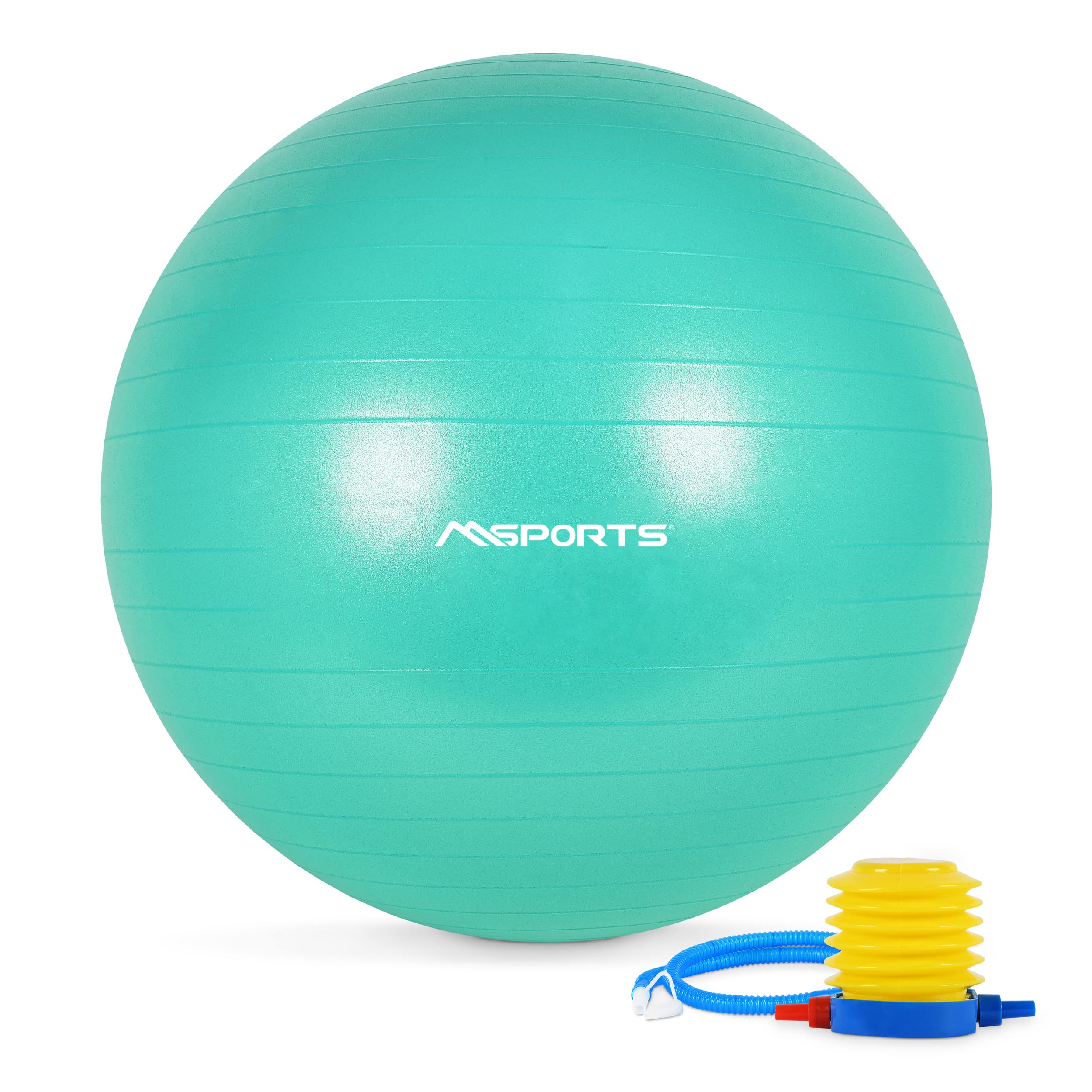 MSPORTS Gymnastikball Premium | Pilates Ball - Anti Burst inkl. Pumpe + Workout App + Übungsposter | Pezziball 55 cm - 105 cm Medizinball - Fitnessball Sitzball