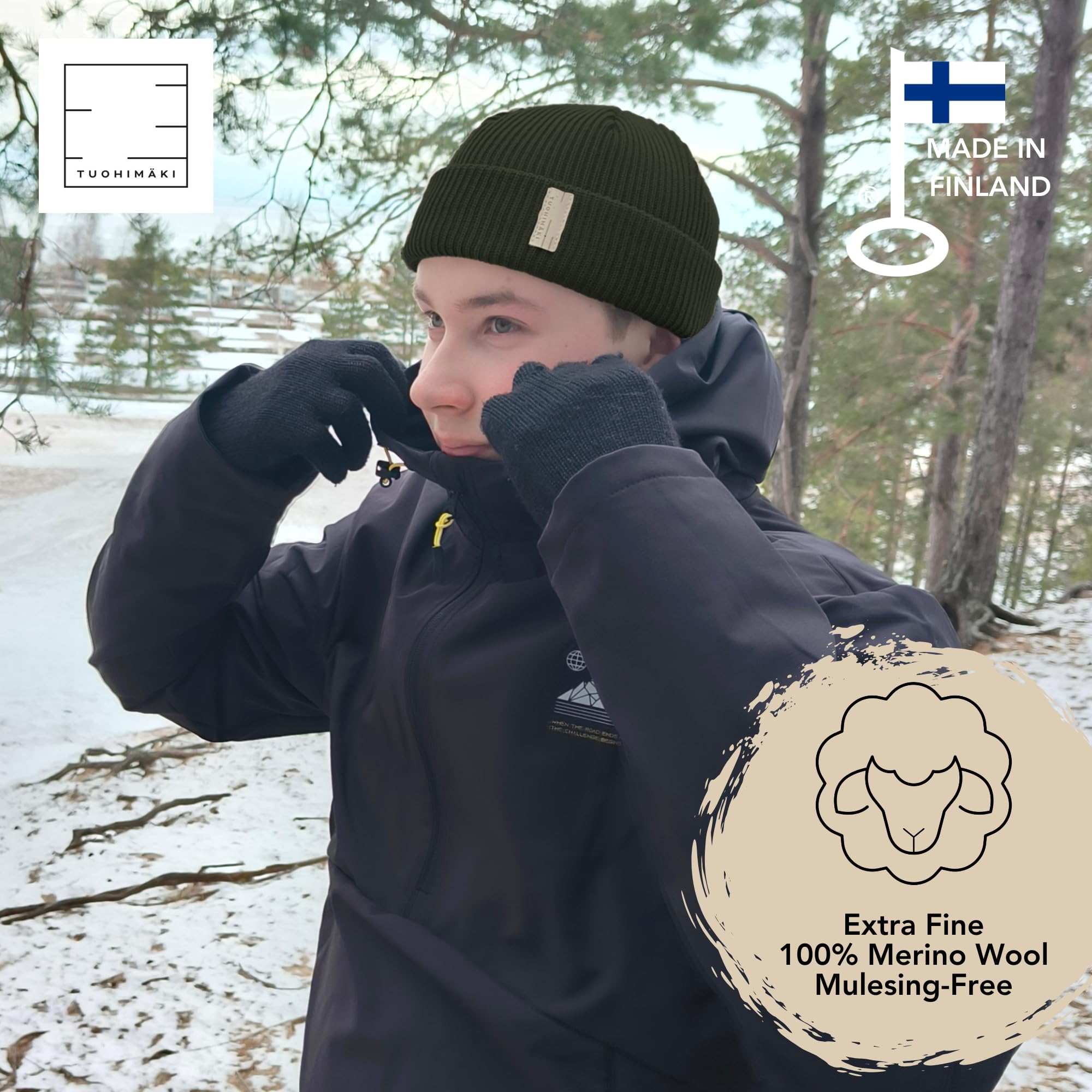 Gorro de marinero para hombre – Clásico gorro de pescador de 100 % lana merino – Gorro de pescador de invierno – Sin mulesing & Fabricado en Finlandia – Gorro de lana cálido para hombre y mujer