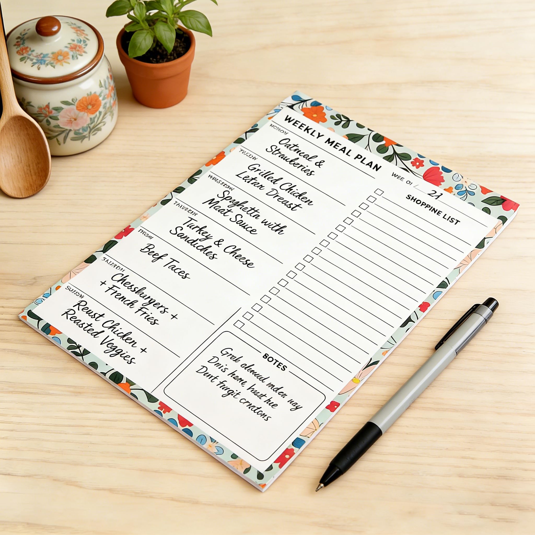 60 planner magnetici per alimenti con 6 magneti: lista della spesa separabile, magnetica, frigorifero e piano dei pasti, agenda settimanale – agenda menu per famiglia amici WG dieta, blocco
