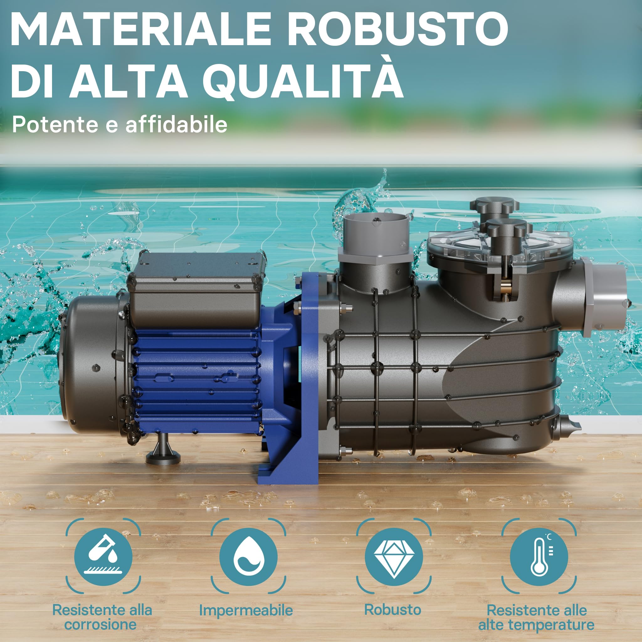 Pompa piscina per ricircolo e filtraggio 13200 l/h 370 W Pompa di circolazione