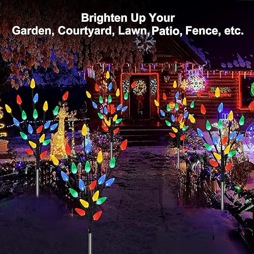 Miniatura 4 de Paquete de 6 luces solares C6 de 120 luces LED de Navidad, decoraciones de Navidad, luces de patio al aire libre, 8 modos de luces impermeables para