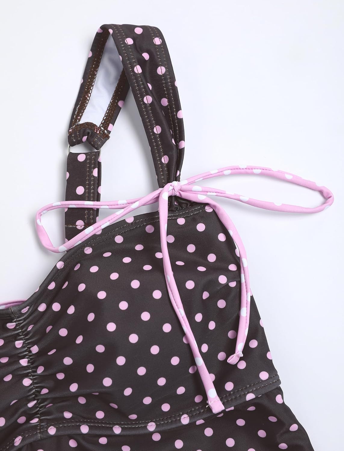 ZAFUL Women's Gingham Ruched Bowknot Decor Cinched Back Tankini Set Tummy Control 2 Piece Bikini Swimsuits - Image 4