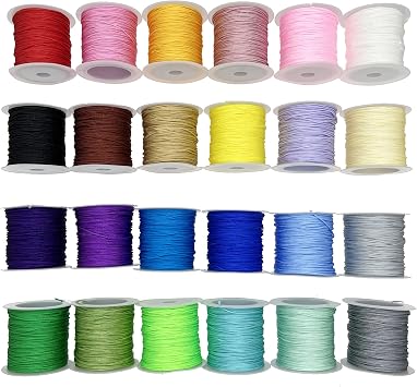 24 Color Nylon Satin String, 528 Yards 0.8mm Nylon Beading String, Ideal for Bracelets, Necklaces, Jewelry Making