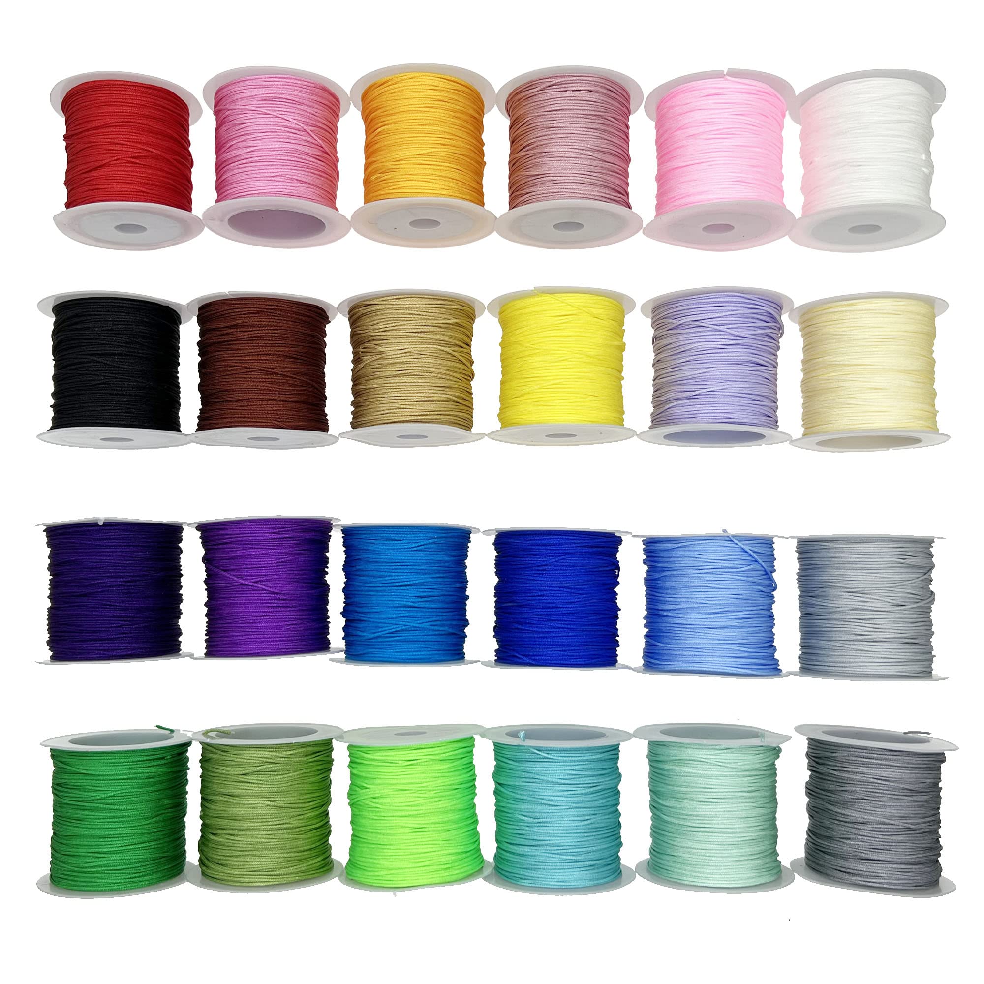 Yayatty 24 Color Nylon Satin String, 528 Yards 0.8mm Nylon Beading String, Nylon String for Bracelets, Nylon Beading Thread for Friendship Bracelets, Necklaces, Jewelry Making