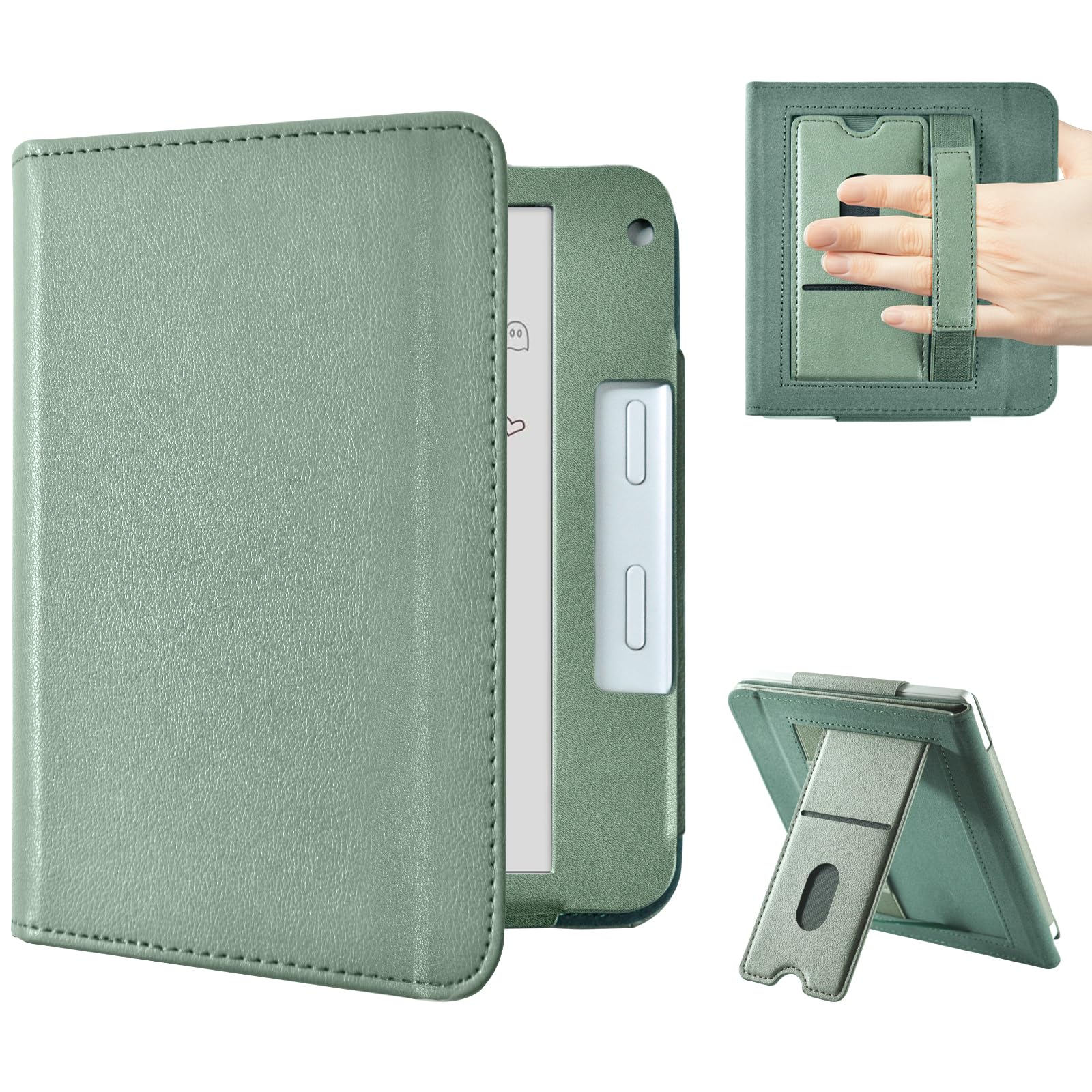 Coque pour 7" Kobo Libra Colour 2024 / Kobo Libra 2 2021, Coque Liseuse Housse de Protection avec Réveil/Sommeil Automatique, Béquille Fente pour Carte et Dragonne