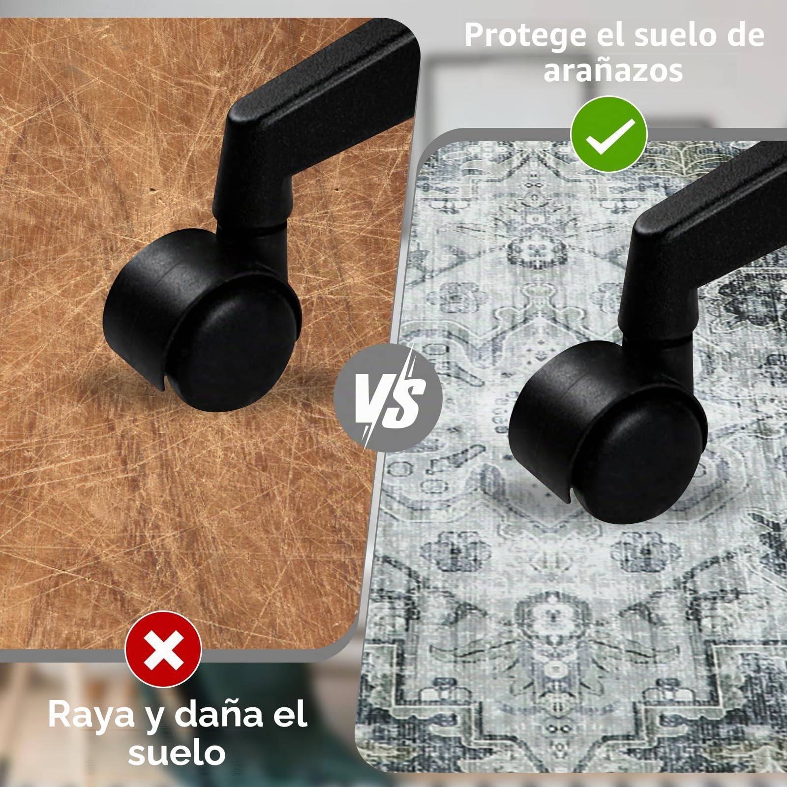 Homcomodar Alfombra Silla Escritorio 90x120cm Gris Protectora Suelo Ruedas Antideslizante para Gaming Oficina Ordenador