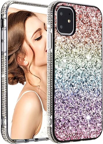 Miniatura 1 de Funda compatible con iPhone 8 Plus7 Plus, funda protectora gradual de arcoíris brillante de lujo con diamantes brillantes de TPU suave para iPhone 8