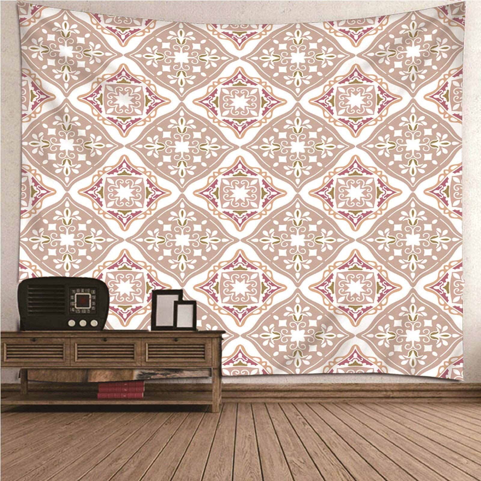 Banemi Tapiz Colgante Pared, Tapiz Decoratibo Poliéster Beige Patrón Étnico Pareo/Toalla de Playa Grande, Sofá 240X220Cm